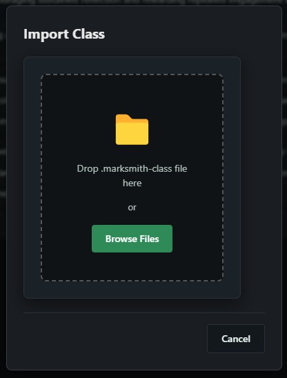 Import Class — drag and drop